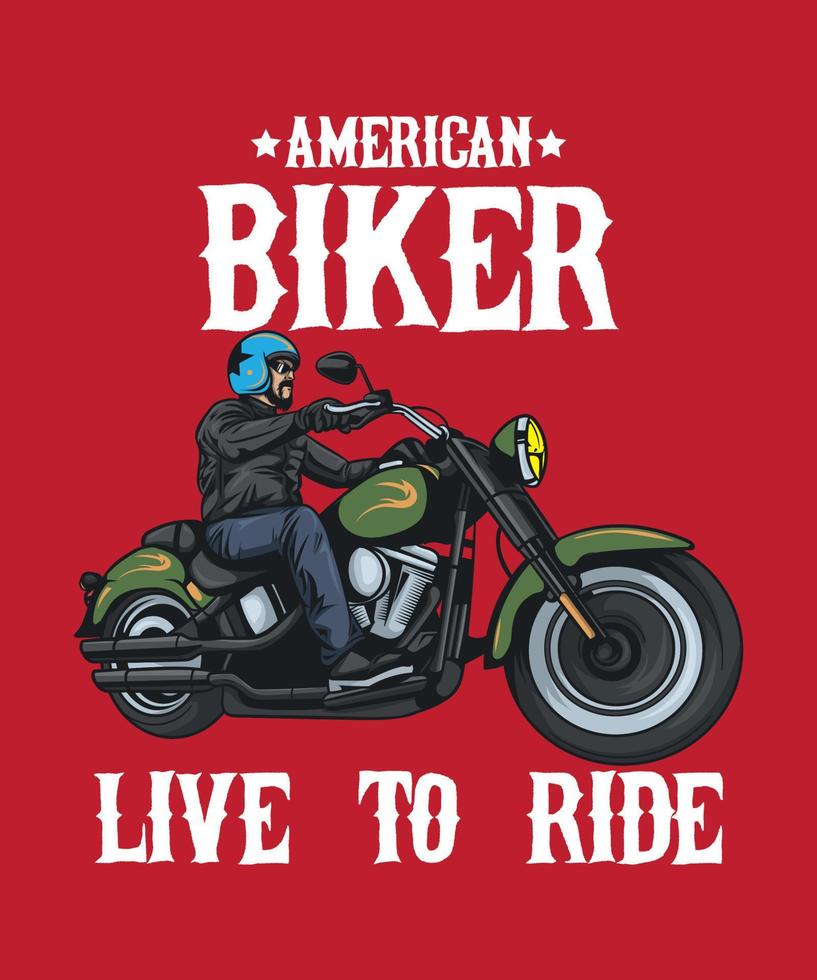 amerikan cyklist t-shirt design, beställnings- t-shirt design. vektor