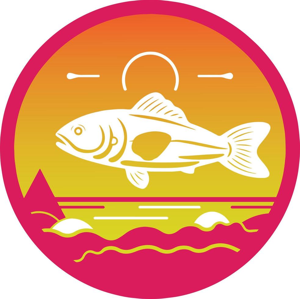 färgrik fiske vektor logotyp. fisk på de orange och rosa emblem.