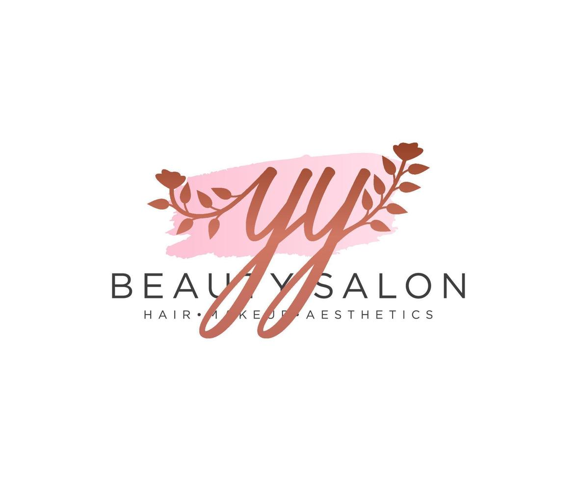 första yy feminin logotyp samlingar mall. handstil logotyp av första signatur, bröllop, mode, smycken, boutique, blommig och botanisk med kreativ mall för några företag eller företag. vektor