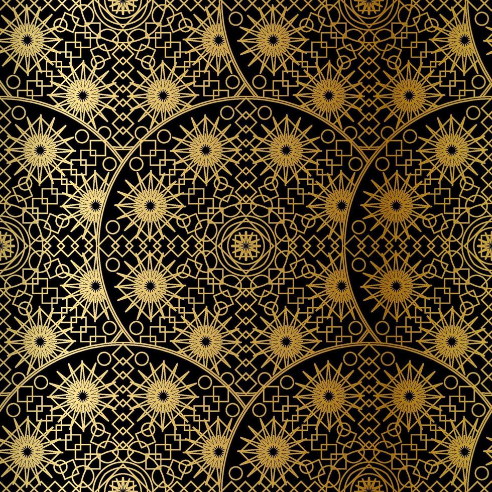 Gold Luxus Kunst Mandala Boho nahtloses Muster vektor