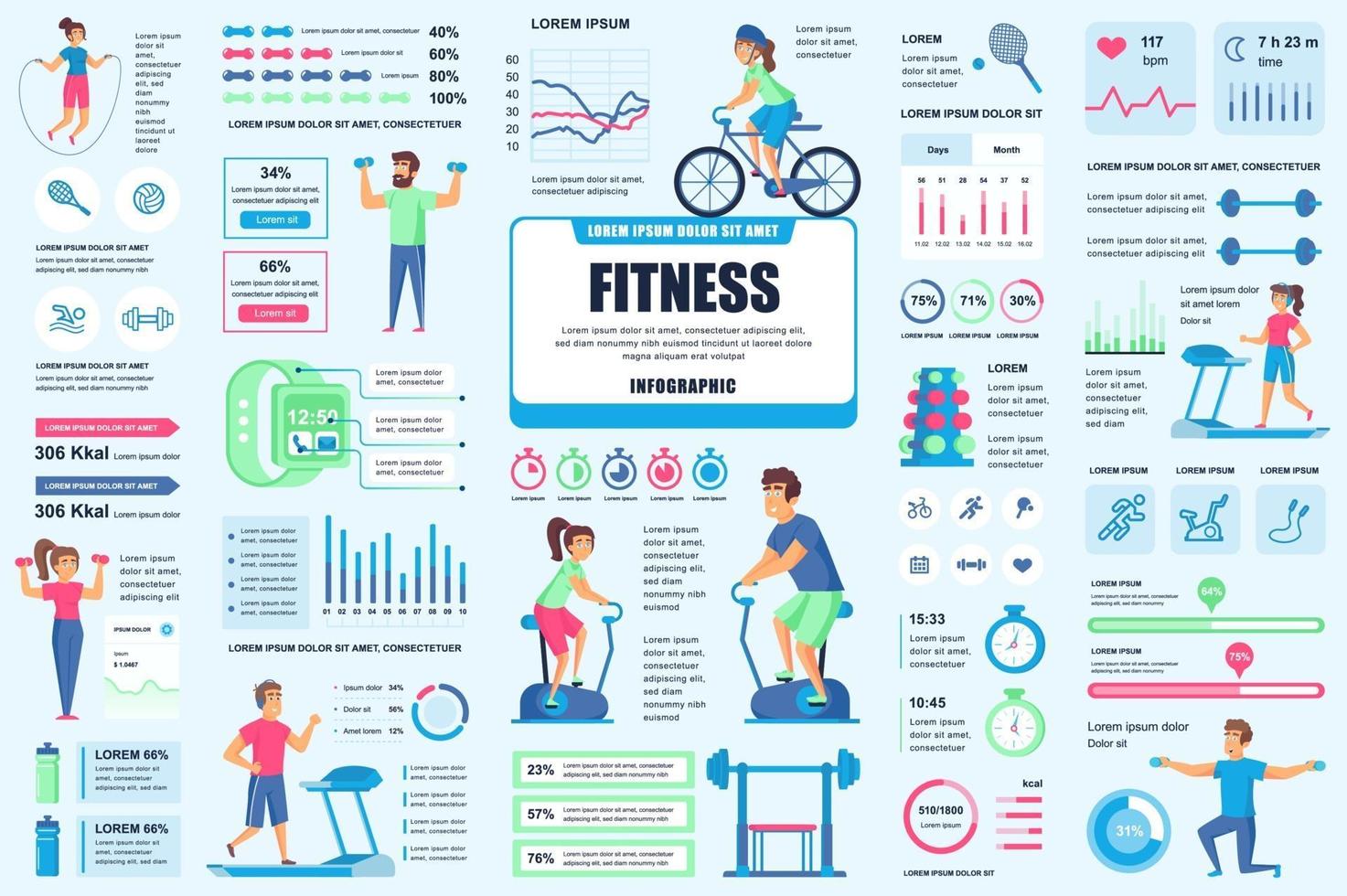 bunt fitness och sport infografiska element vektor