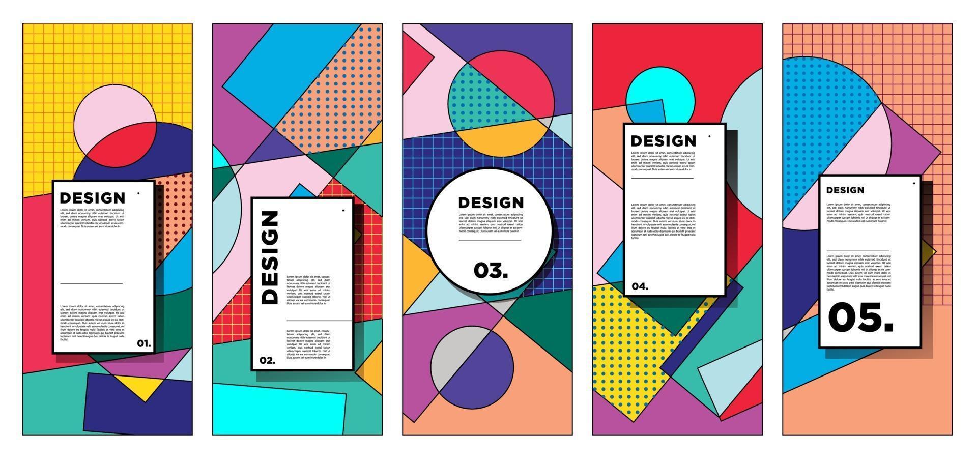 vektor vertikal banner designmall med färgglad abstrakt geometrisk bakgrund