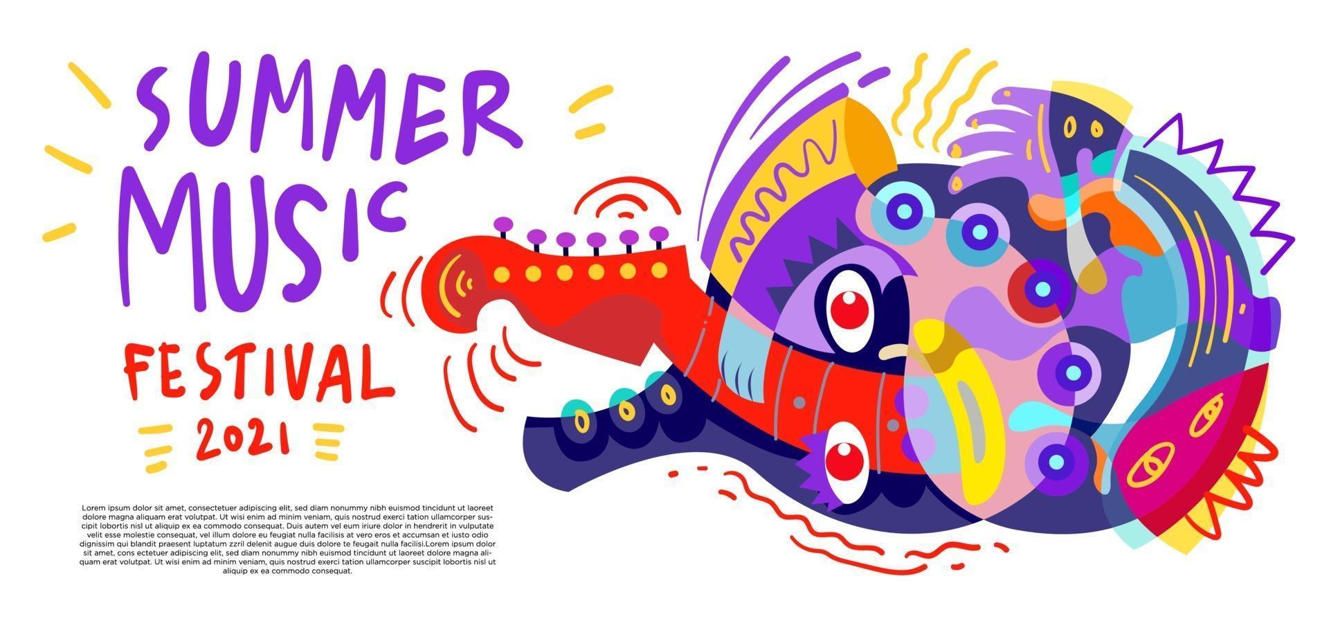 bunte Sommermusikfestival-Banner der Vektorillustration vektor