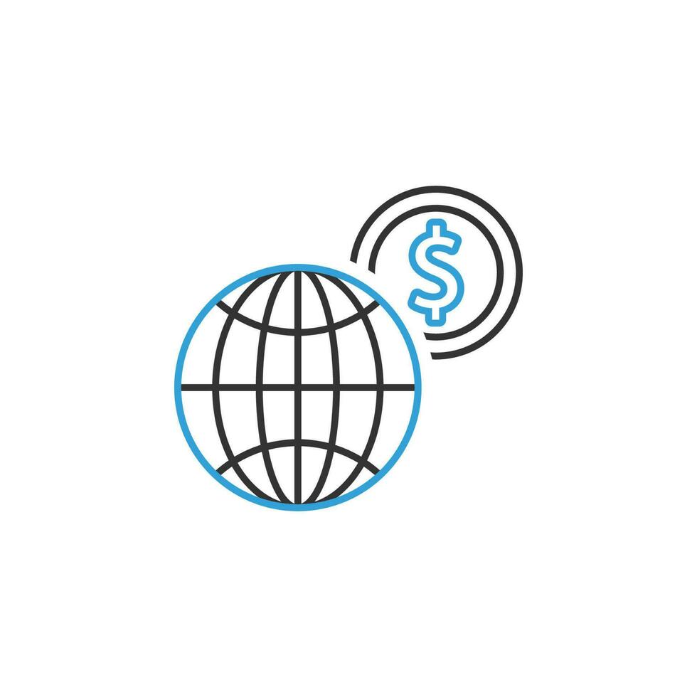 Finanzen Globus 2 farbig Linie Vektor Symbol