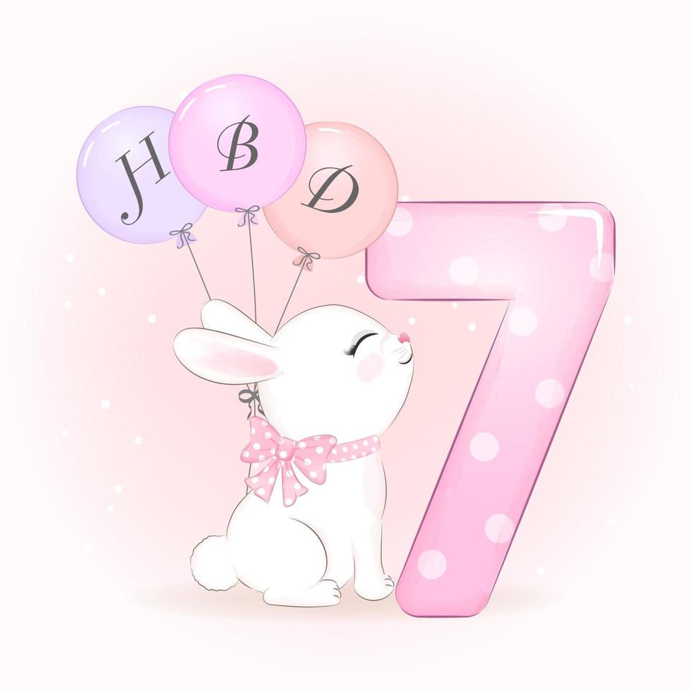 kaninfödelsedagsfest med nummer 7 vektor