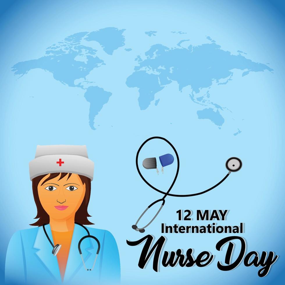 internationaler Krankenschwestertaghintergrund mit kreativer Illustration der Krankenschwester vektor