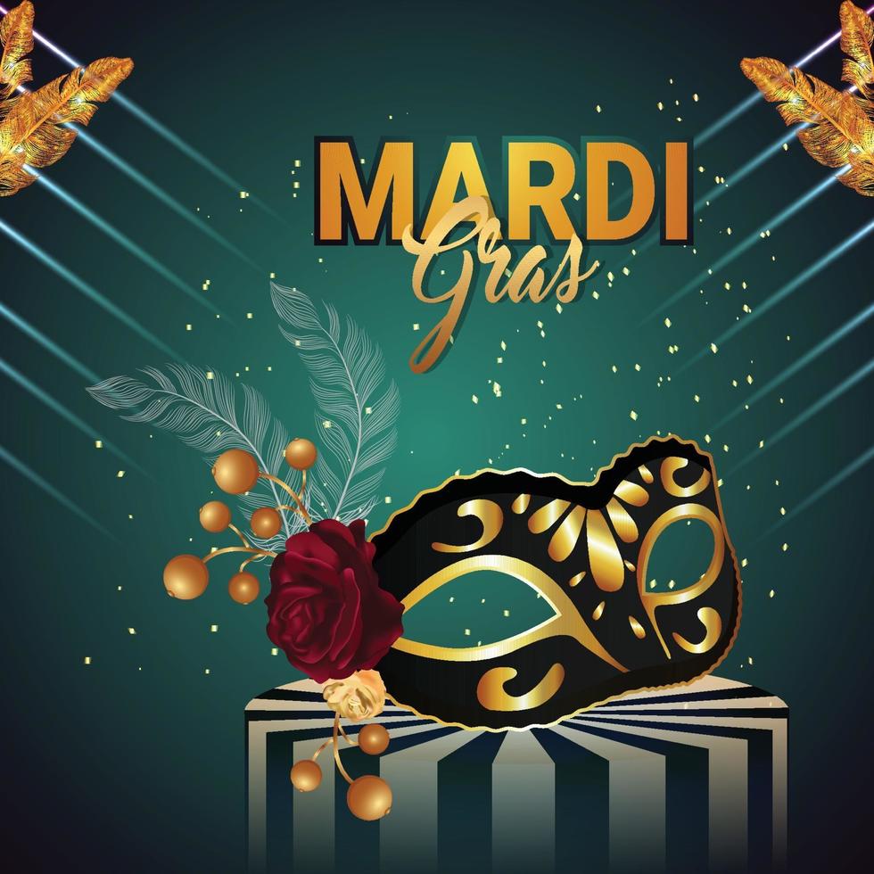 mardi gras fest bakgrund med kreativ mask vektor