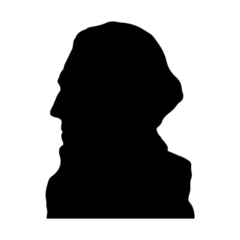 George Washington schwarze Silhouette auf weißem Hintergrund vektor