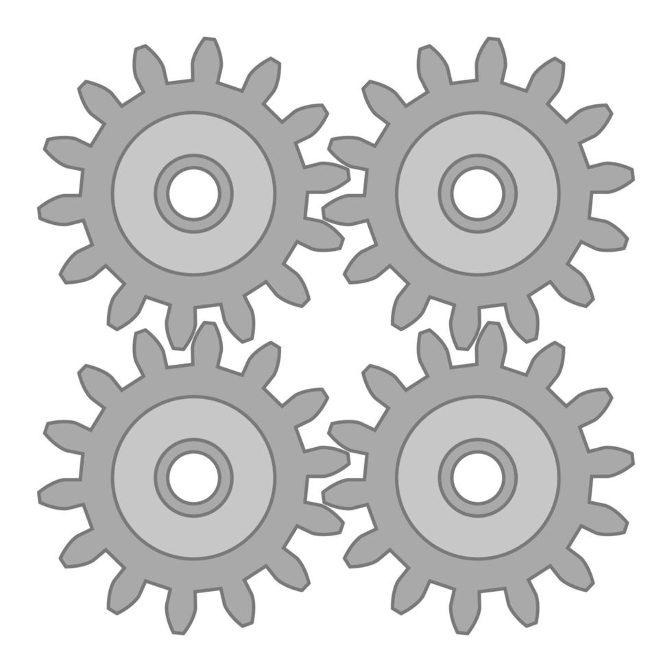 uppsättning av fyra stålväxlar. vektor ikon eller teknisk illustration. del av växelmekanismen.