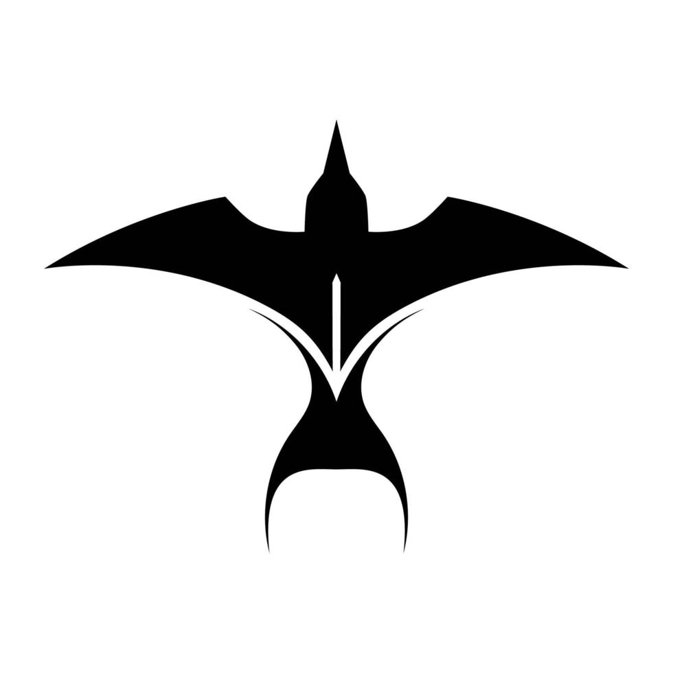 svart silhuett vektorillustration på en vit bakgrund av en flygande svala. lämplig för att göra logotyp. vektor