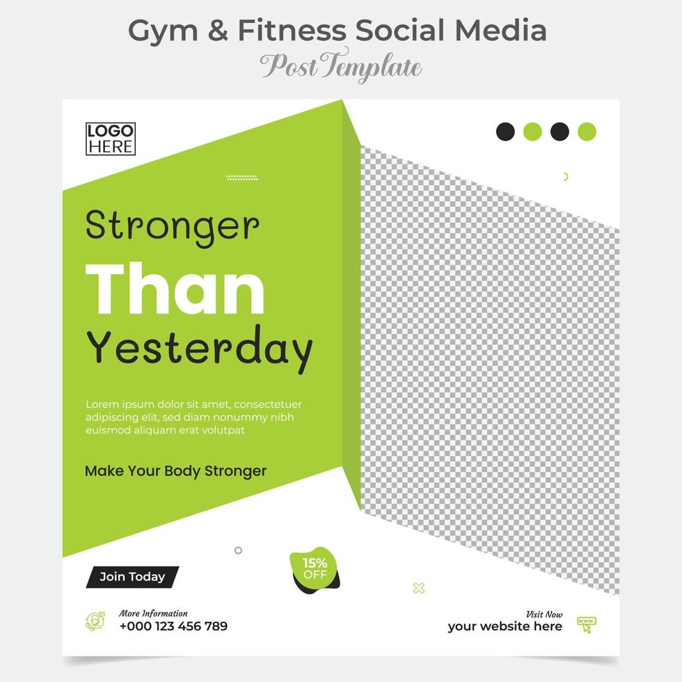 Fitness Fitnessstudio Sozial Medien Post und Platz Flyer Post Banner Vorlage Design Paket vektor