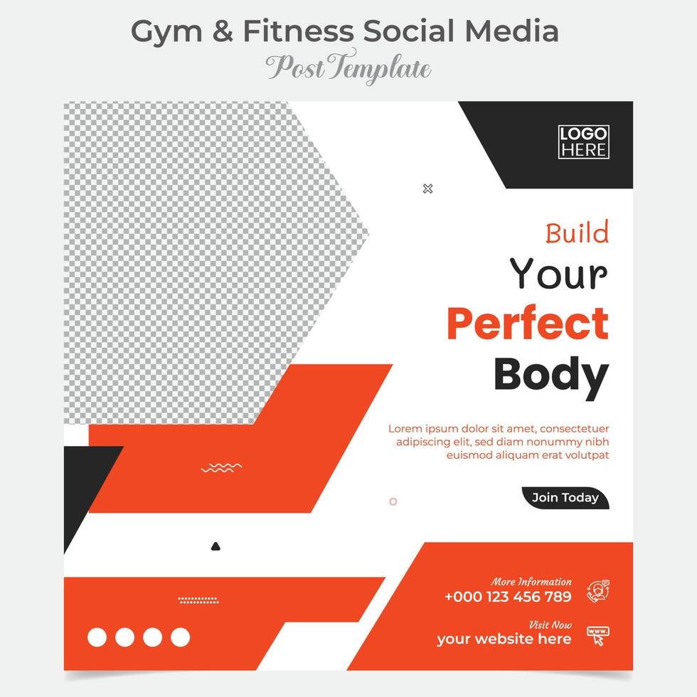 Fitnessstudio und Fitness Platz Flyer Post Banner und Sozial Medien Post Vorlage Design vektor