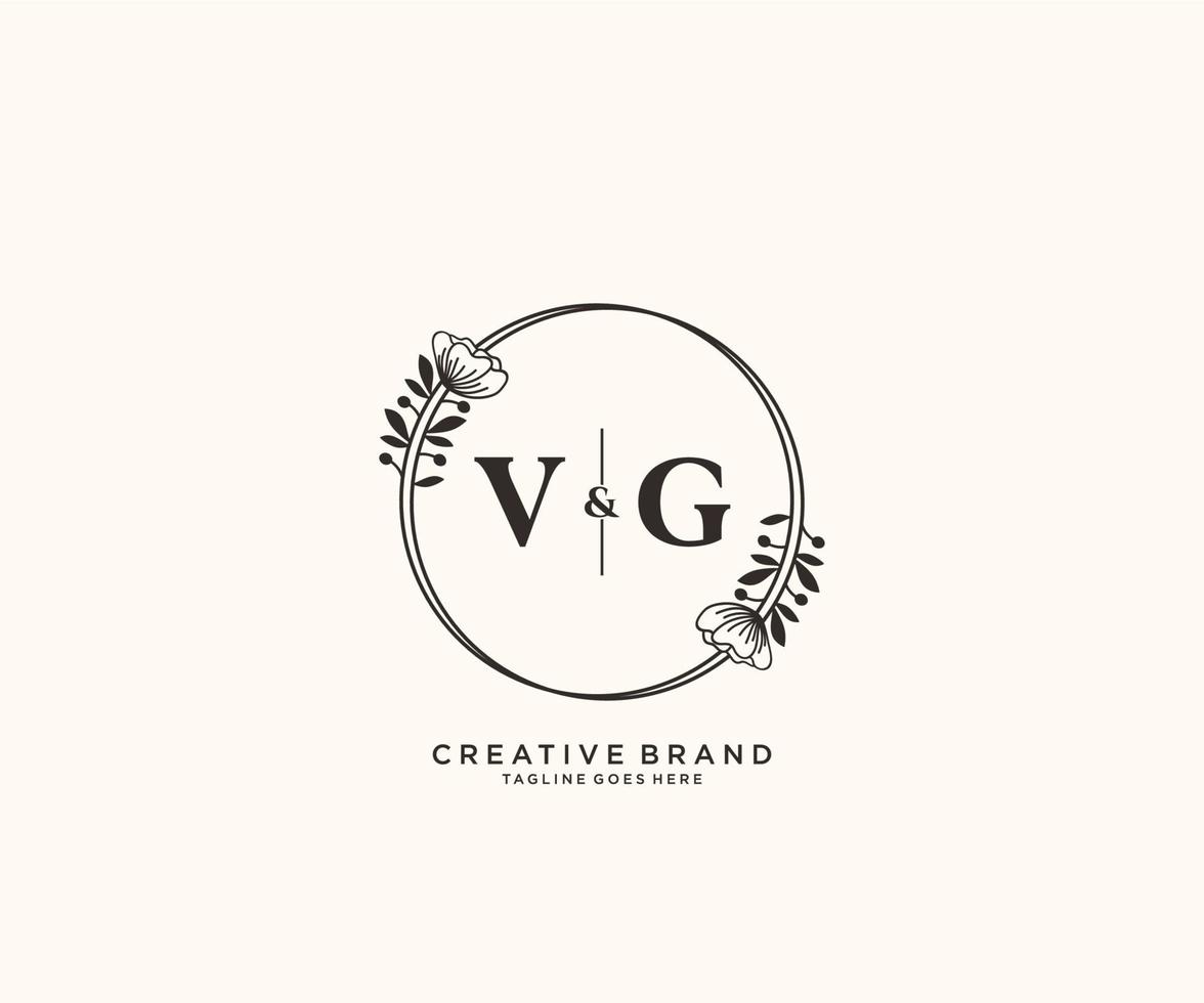 Initiale vg Briefe Hand gezeichnet feminin und Blumen- botanisch Logo geeignet zum Spa Salon Haut Haar Schönheit Boutique und kosmetisch Unternehmen. vektor