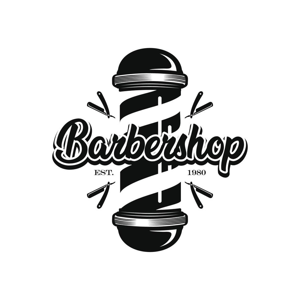 barberare Pol, frisör logotyp design vektor