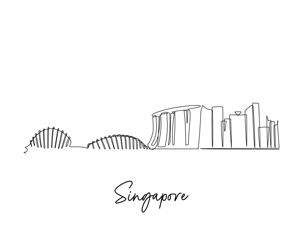 kontinuerlig linje teckning av en känd stad i Asien. vektor illustration för företag och turism design