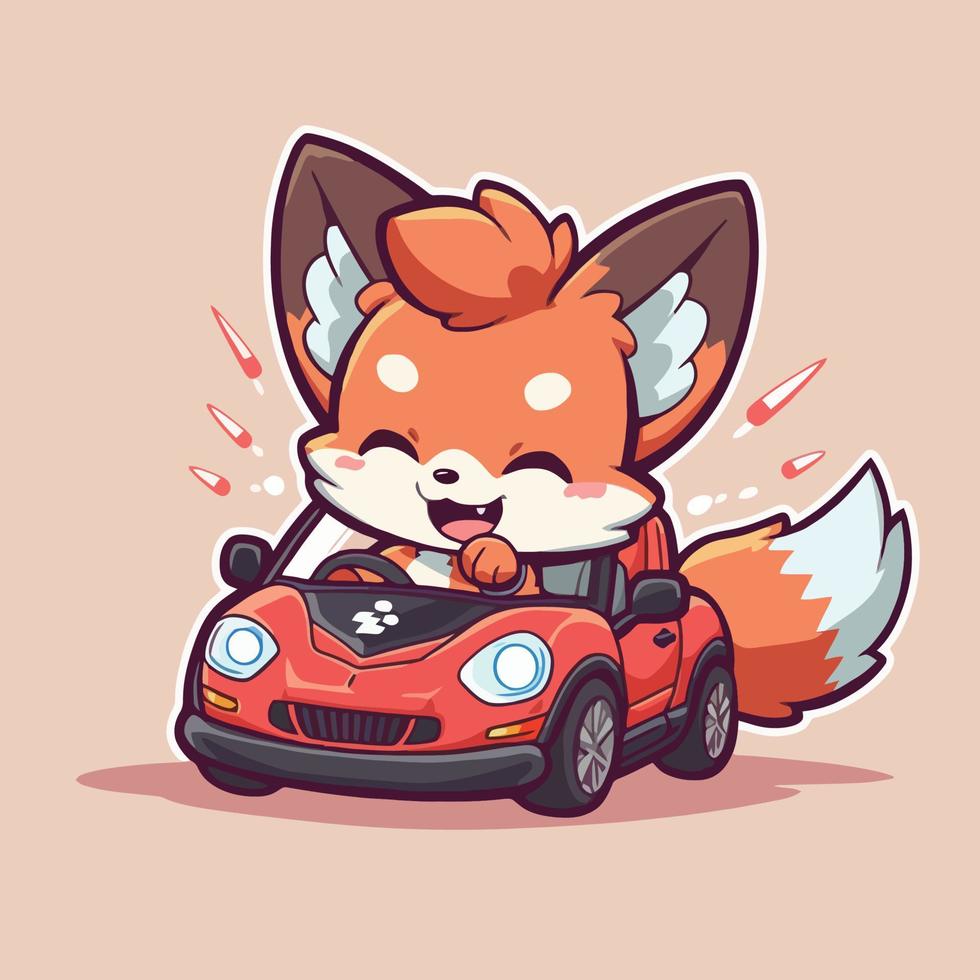 Fuchs auf ein rot Auto vektor