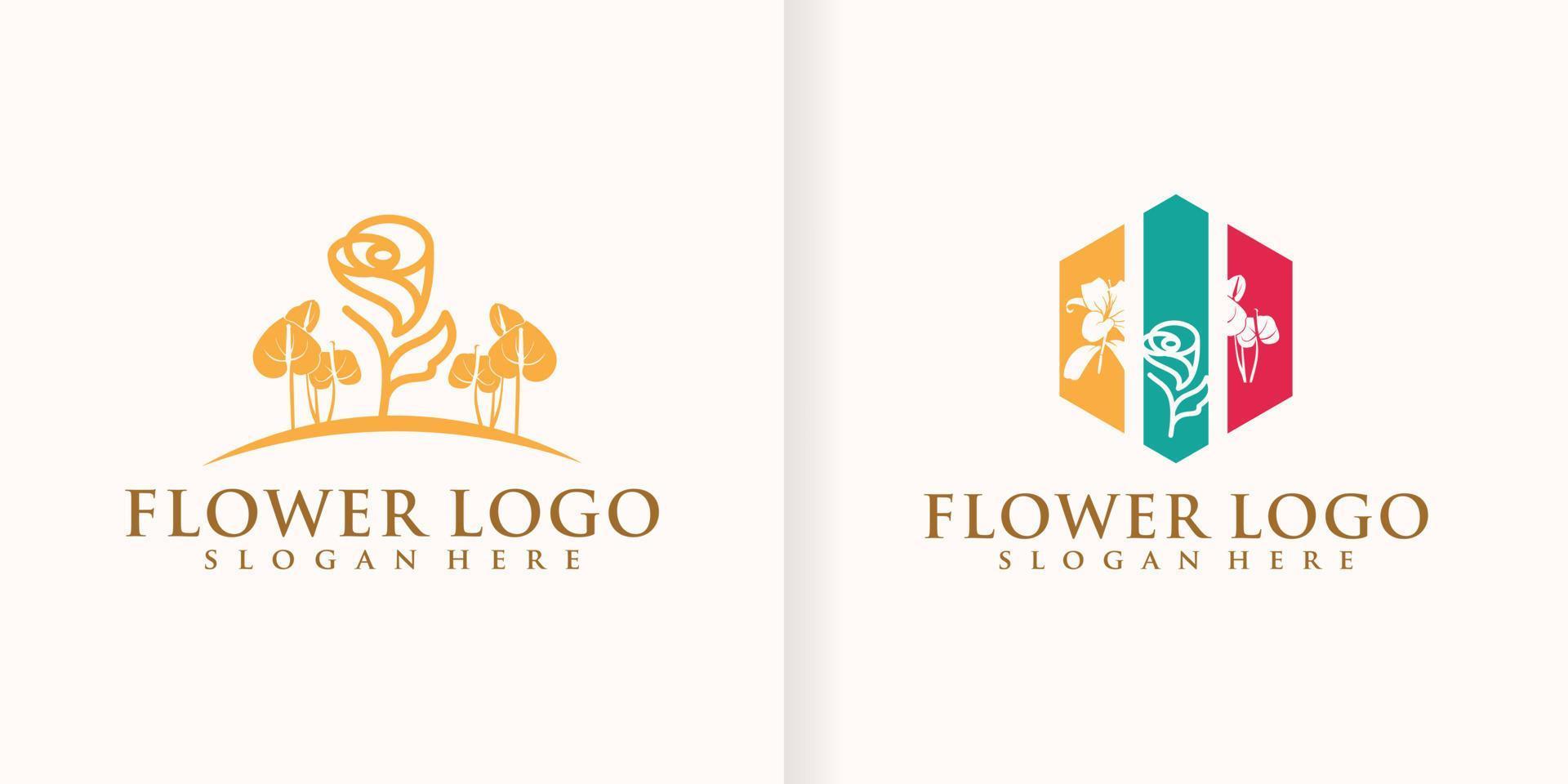 Blume Sammlung abstrakt Logo Schönheit Spa Salon kosmetisch Marke linear Stil vektor