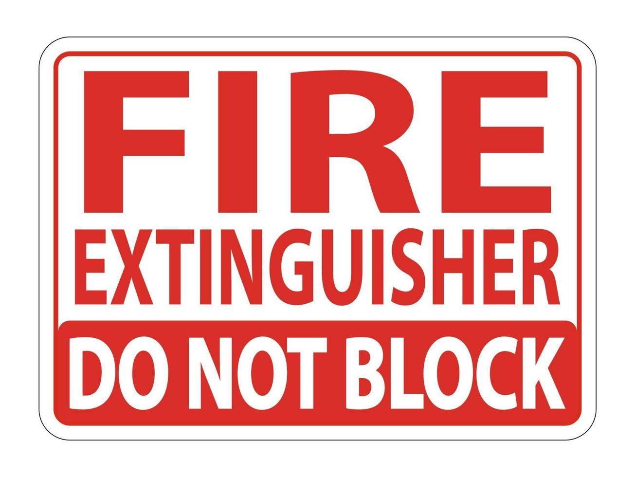 brandsläckare blockerar inte skylt på vit bakgrund vektor