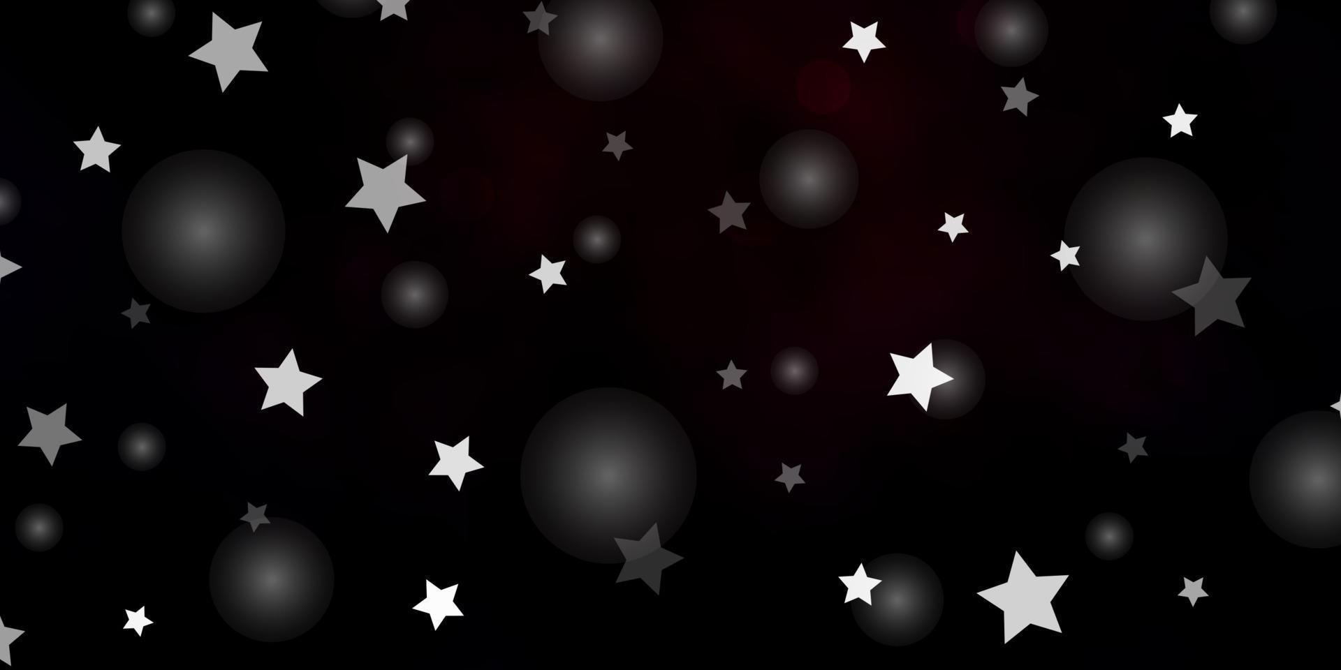 mörkrosa vektor bakgrund med cirklar, stjärnor.