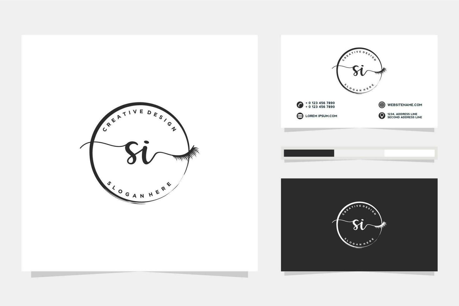 första si feminin logotyp samlingar och företag kort mall premie vektor