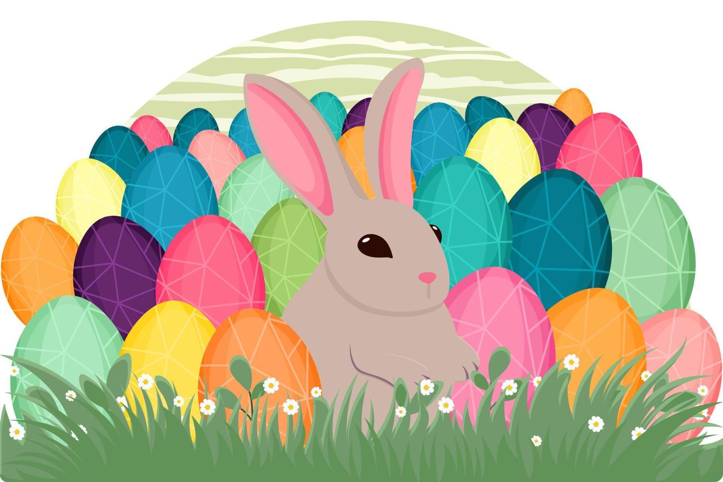 Ostern Illustration mit Hase, Blumen, Ostern Eier, Hintergrund, Banner oder saisonal Karte, Frühling Illustration, Urlaub Illustration vektor