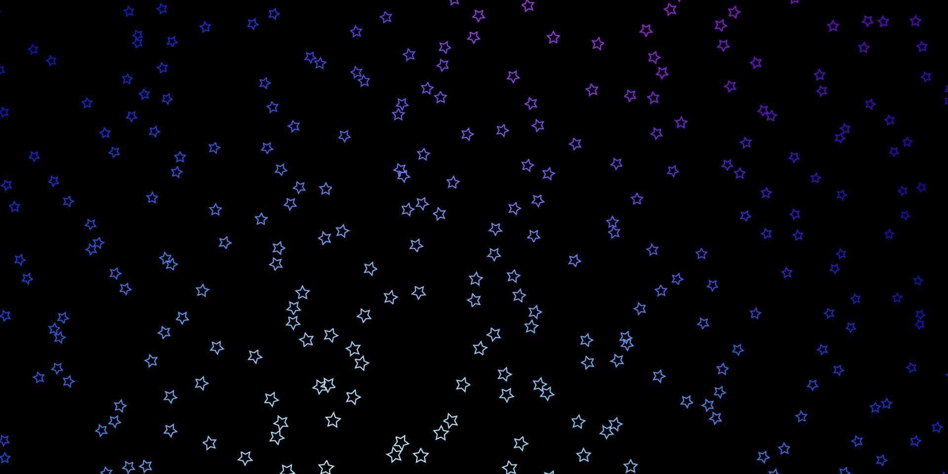 dunkelrosa, blauer Vektorhintergrund mit bunten Sternen. vektor