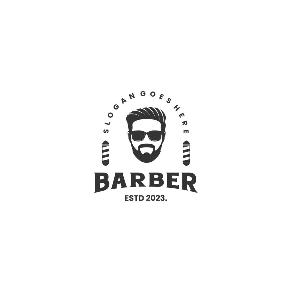 Friseur Logo mit Barbier Pole Logo Design Jahrgang Stil Konzept vektor