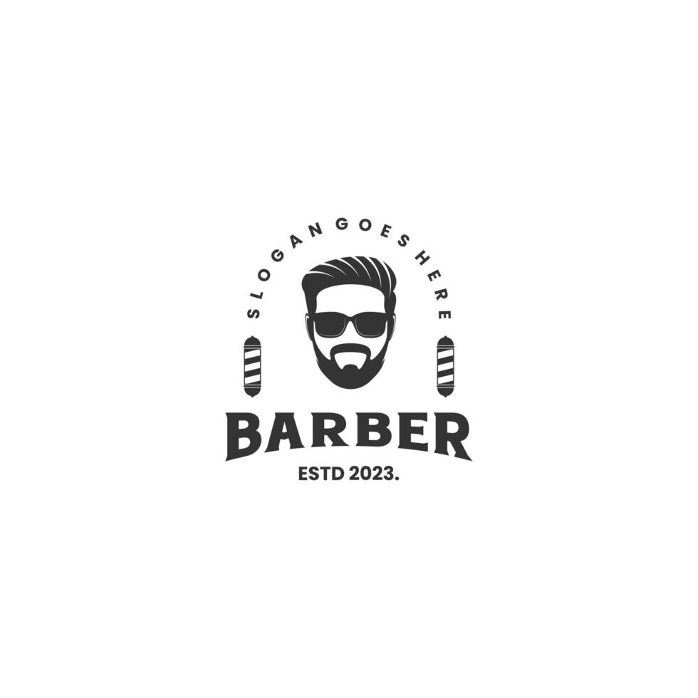 frisör logotyp med barberare Pol logotyp design årgång stil begrepp vektor