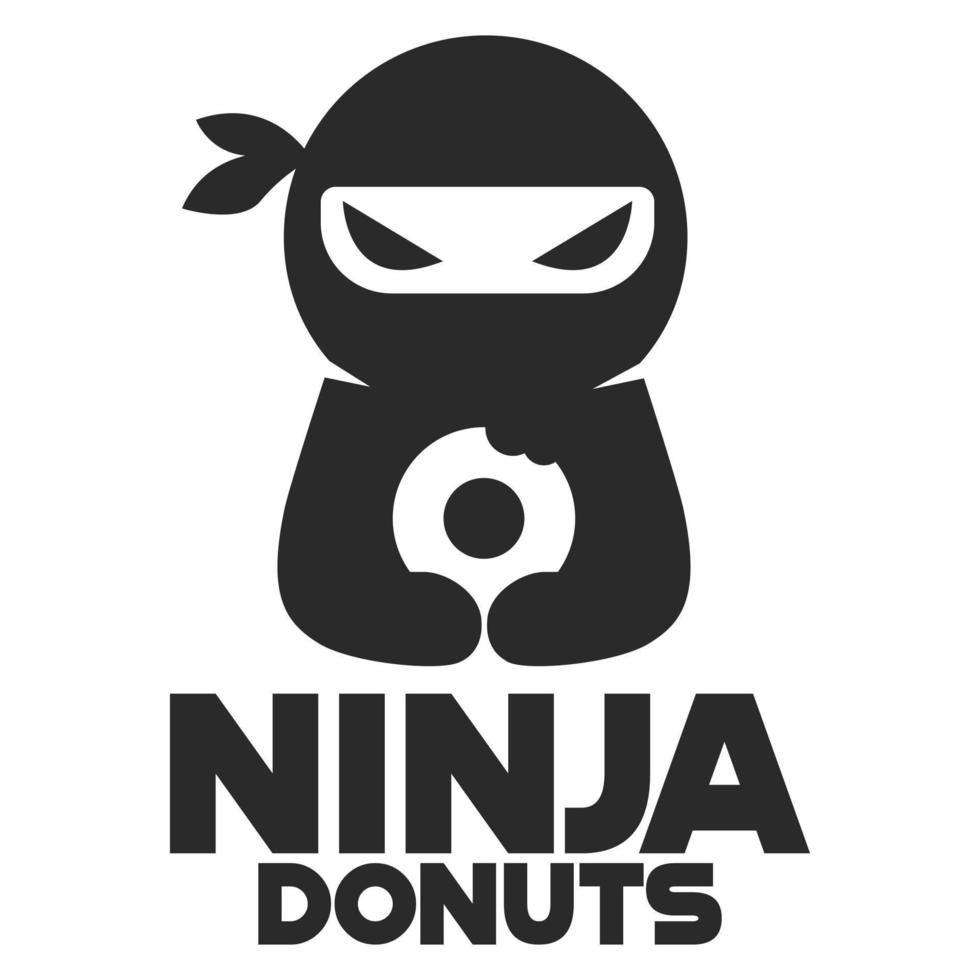 modern Maskottchen eben Design einfach minimalistisch süß Ninja Krapfen Logo Symbol Design Vorlage Vektor mit modern Illustration Konzept Stil zum Cafe, Bäckerei Geschäft, Restaurant, Abzeichen, Emblem und Etikette