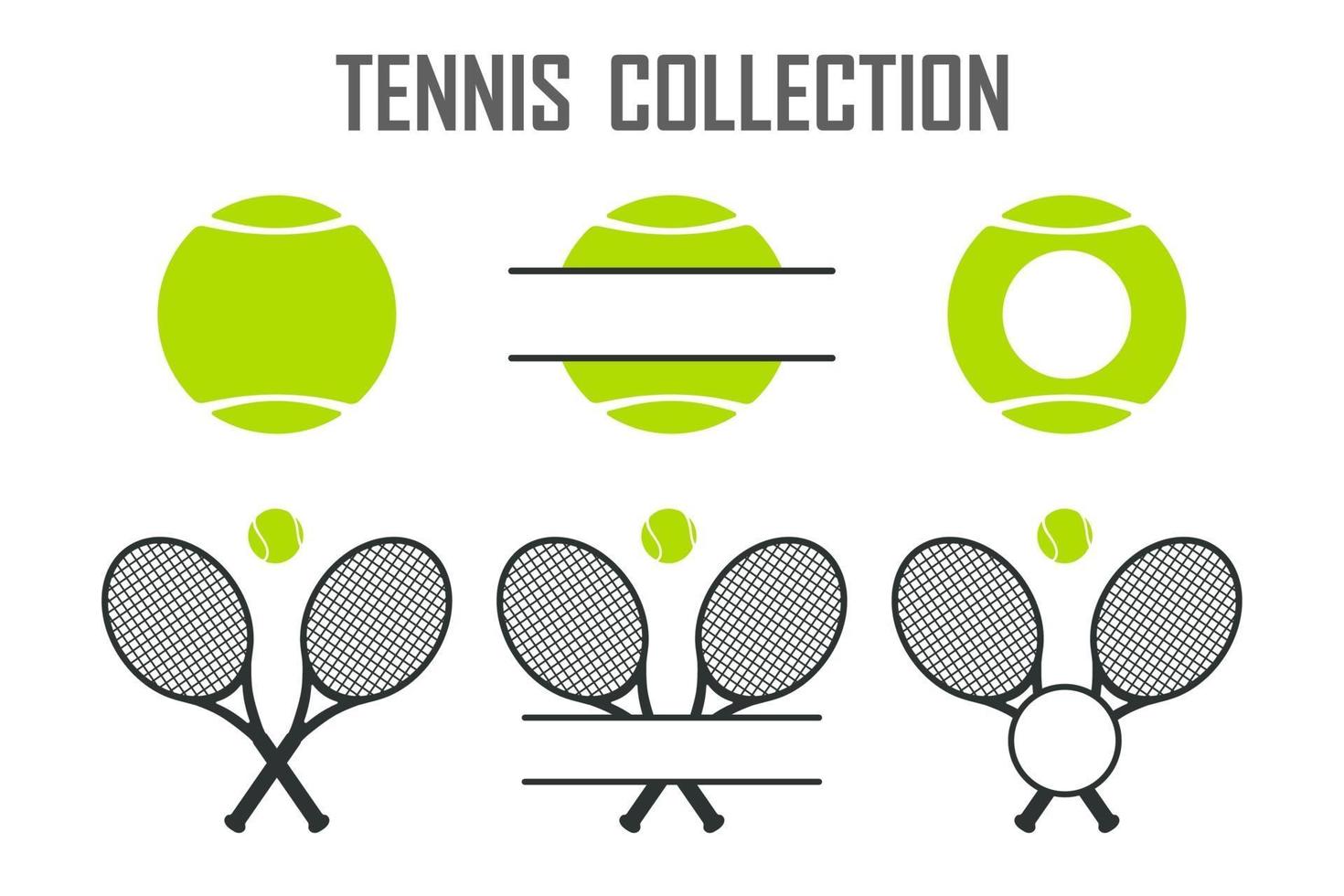 Vektorsammlung von grünen Tennisbällen und Tennisschlägern vektor