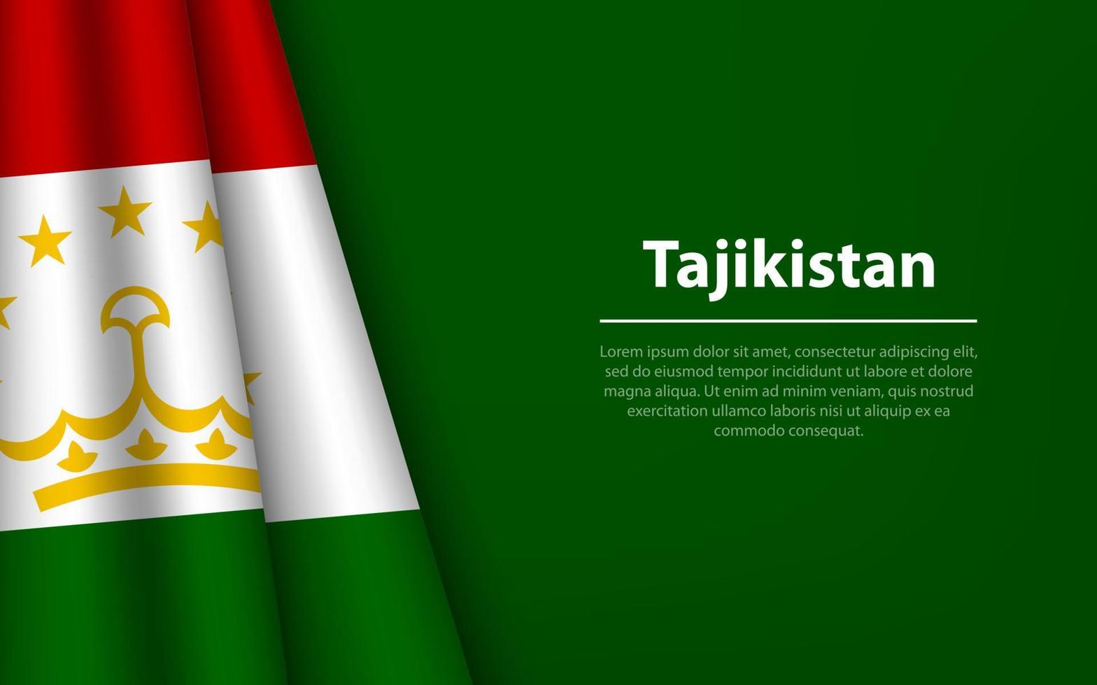 Welle Flagge von Tadschikistan mit Copyspace Hintergrund. vektor