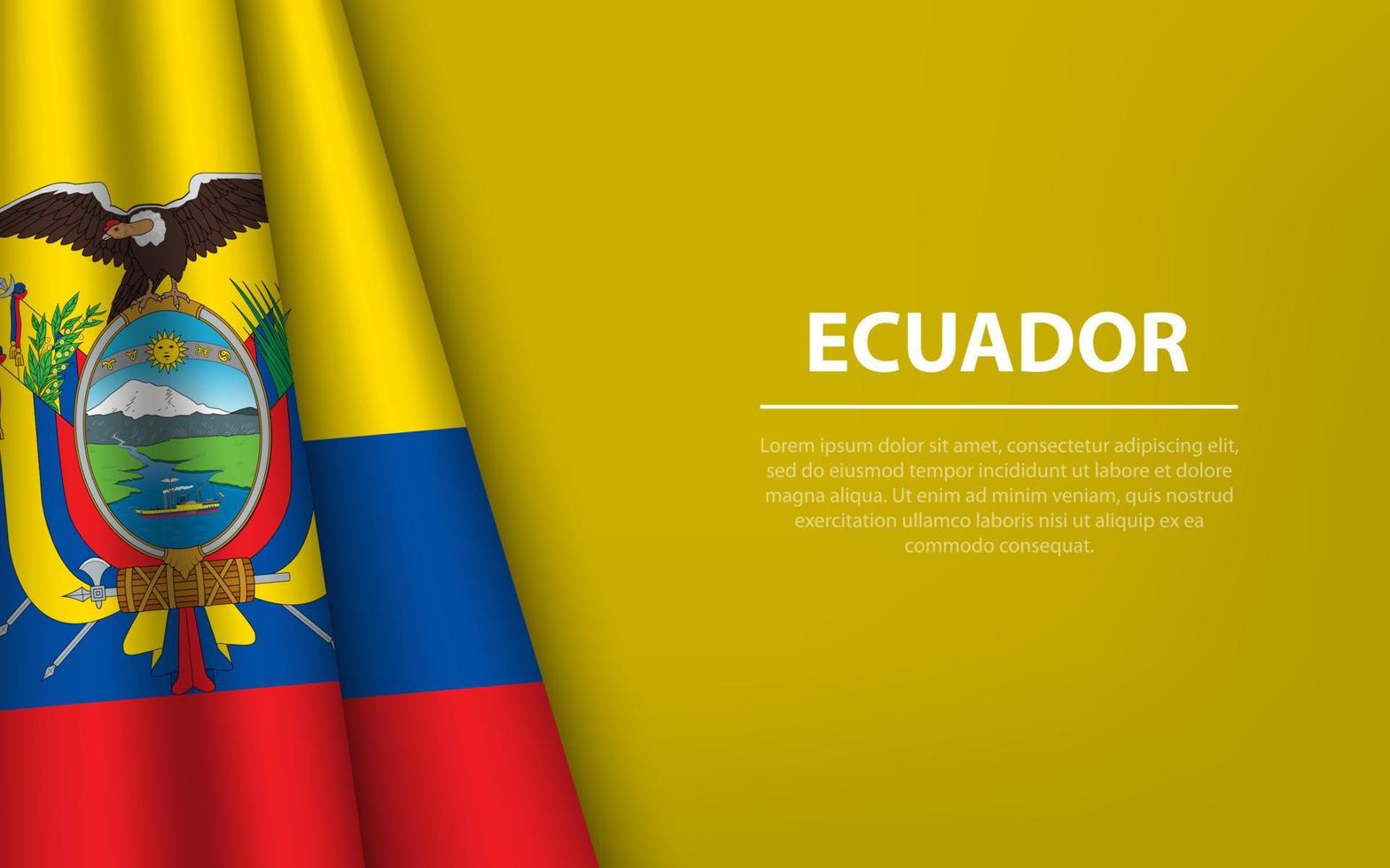 Welle Flagge von Ecuador mit Copyspace Hintergrund. vektor