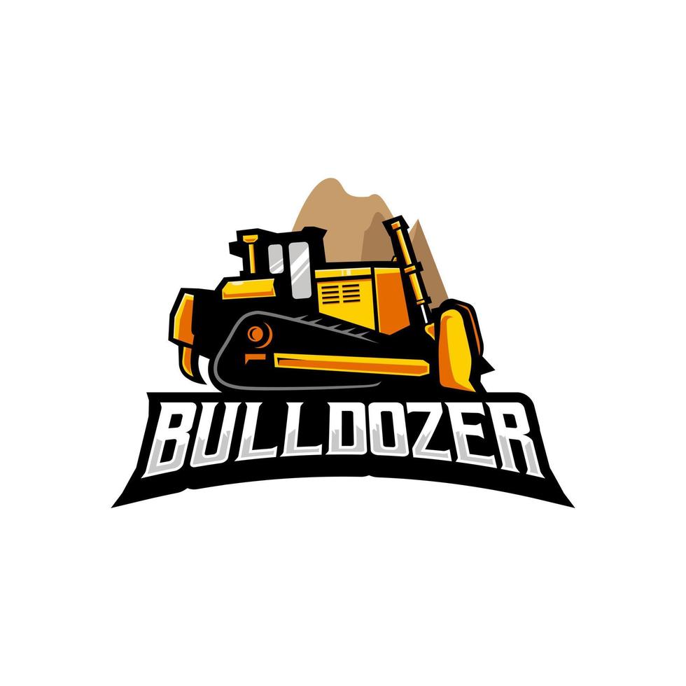 Bulldozer Logo Design Vektor zum Konstruktion Unternehmen