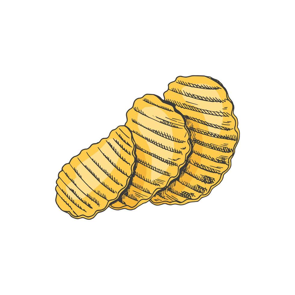 vektor färgad skiss av potatis pommes frites, chips. eco mat årgång vektor illustration. bra för meny, affisch eller restaurang bakgrund.