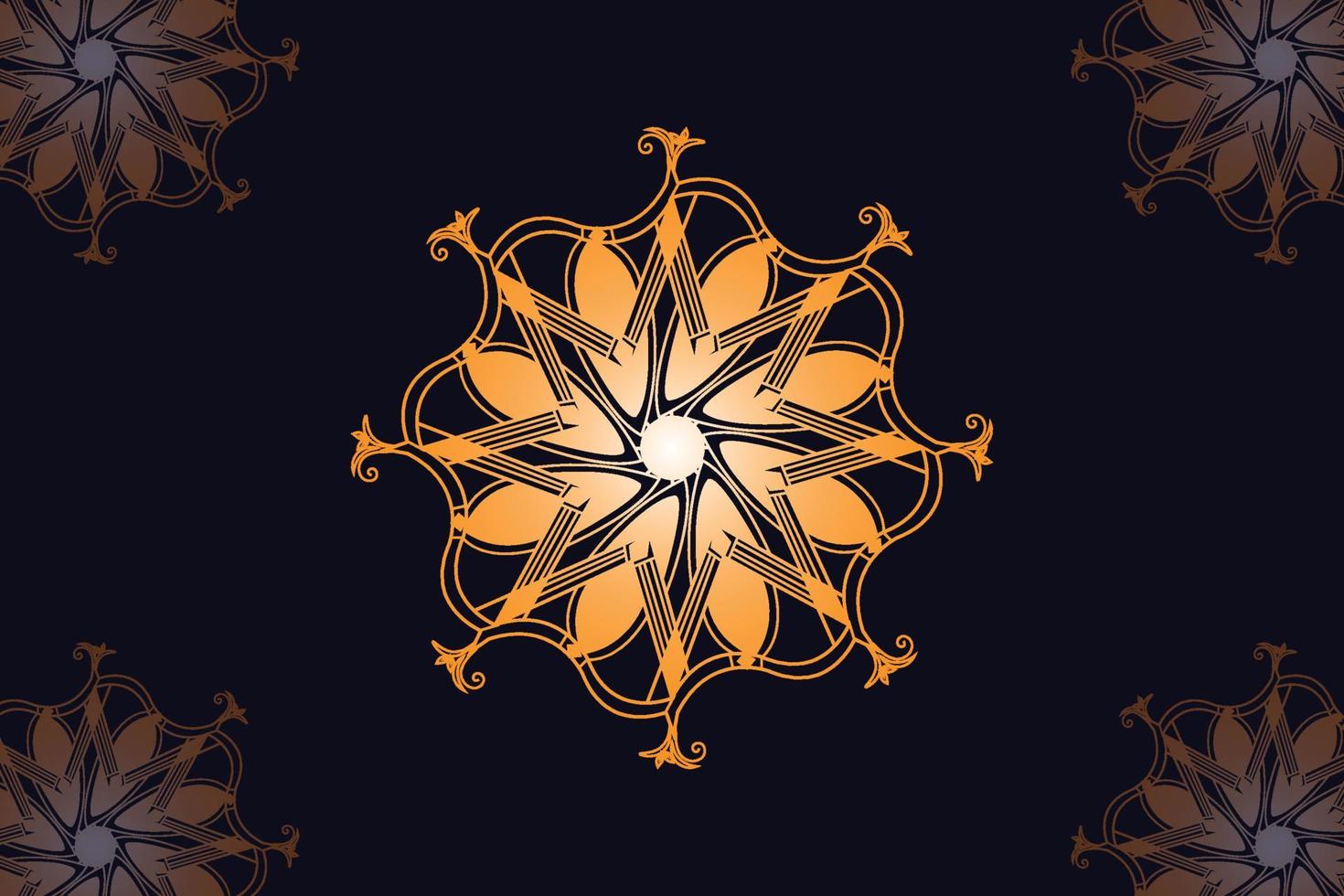 Mandala Vektor Design mit schwarz Hintergrund. nahtlos Mandala Muster mit schwarz Hintergrund. golden Mandala mit schwarz Hintergrund