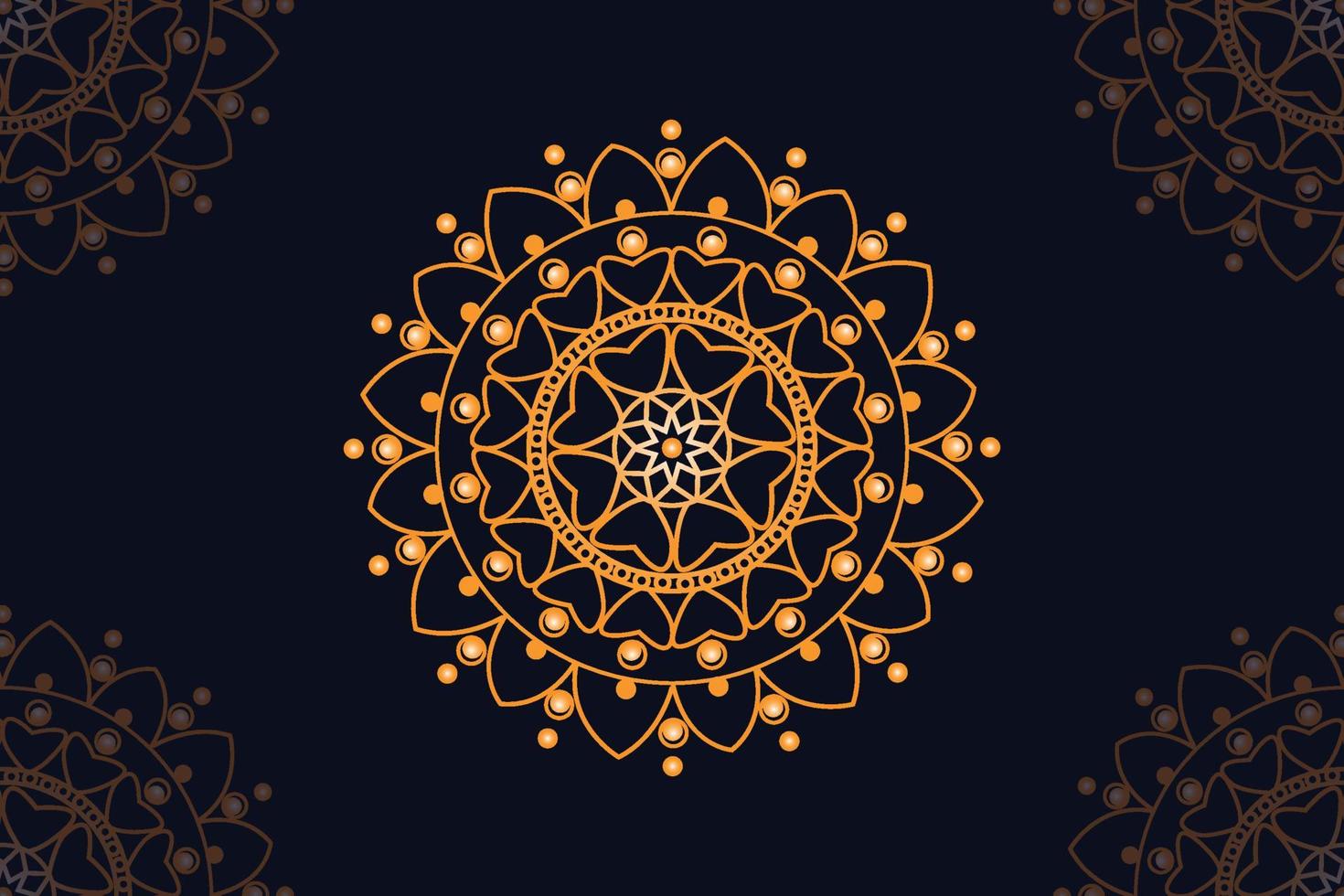 Mandala Vektor Design mit schwarz Hintergrund. nahtlos Mandala Muster mit schwarz Hintergrund. golden Mandala mit schwarz Hintergrund