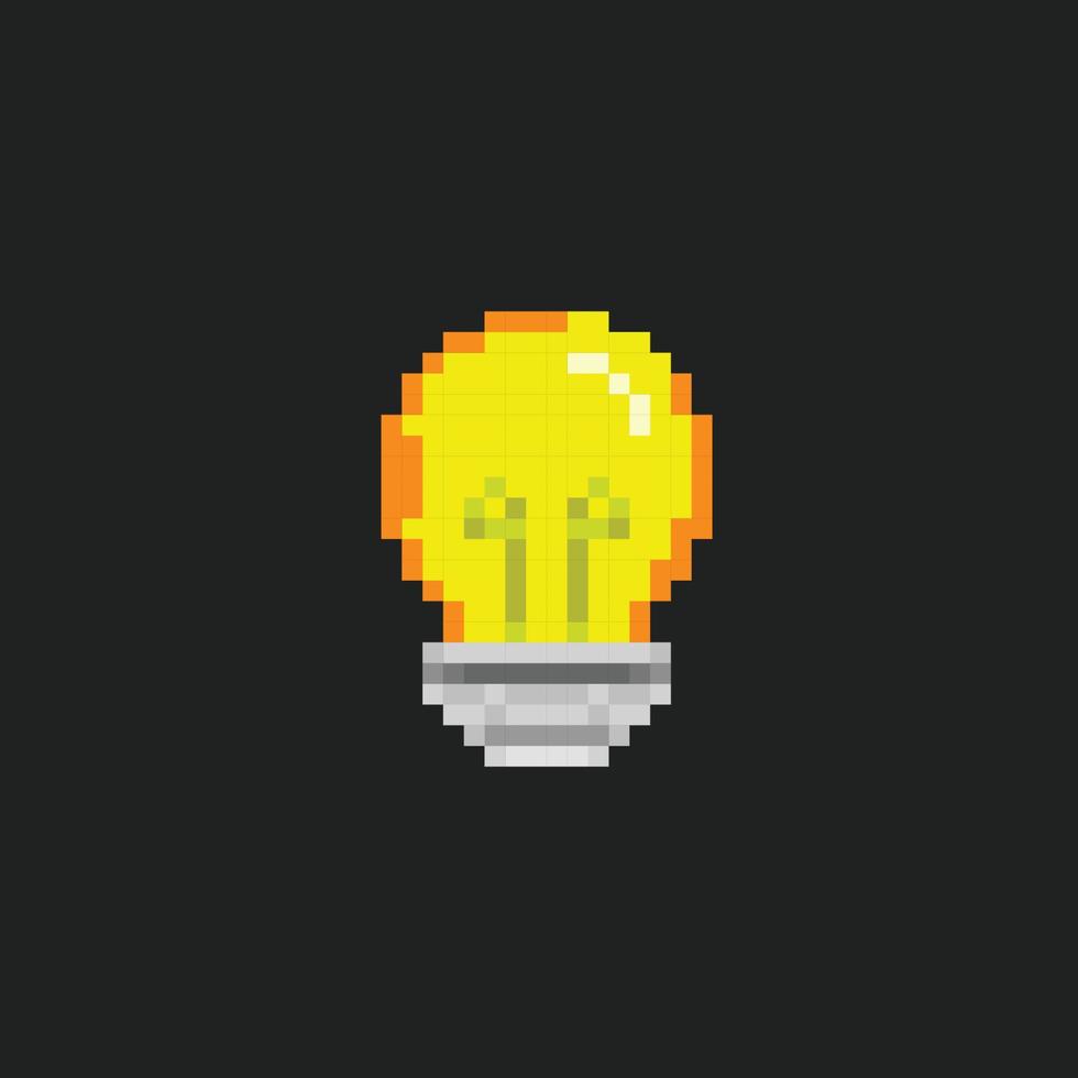 gul Glödlampa i pixel konst stil vektor