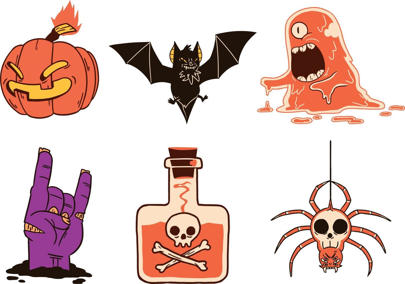 Halloween Symbole Satz. Karikatur Illustration von Halloween Symbole einstellen zum Netz Design vektor