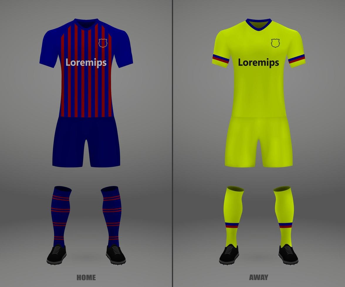 barcelona fotboll utrustning 2018-19, skjorta mall för fotboll jersey. vektor