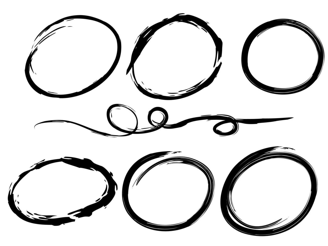 Hand gezeichnet kritzeln Linie Kreise. Gekritzel kreisförmig zum Botschaft Hinweis Kennzeichen Design Element. Vektor Illustration