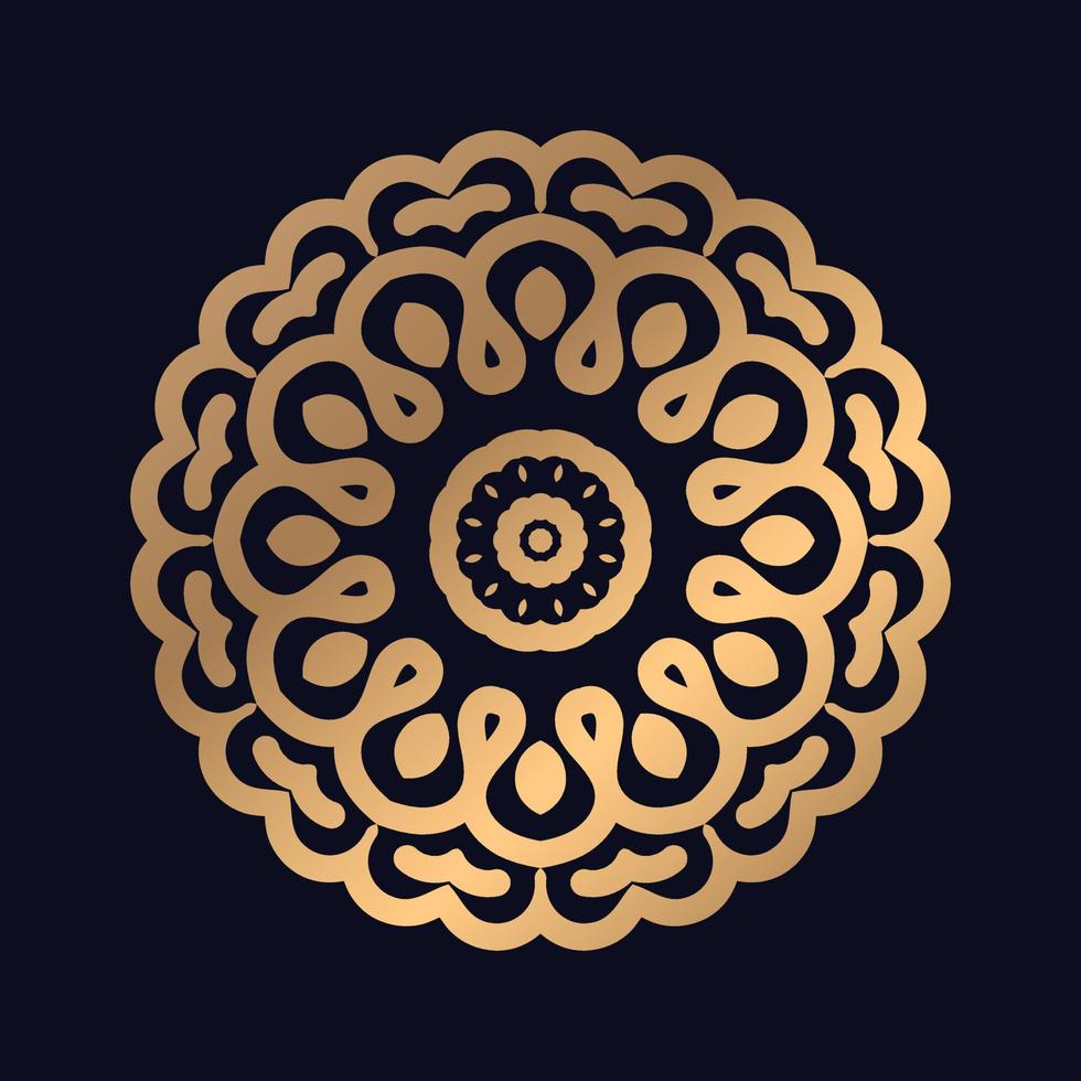 Luxus Gold Gradient Mandala auf schwarz Hintergrund. Vektor. Mandala mit Blumen- Muster vektor