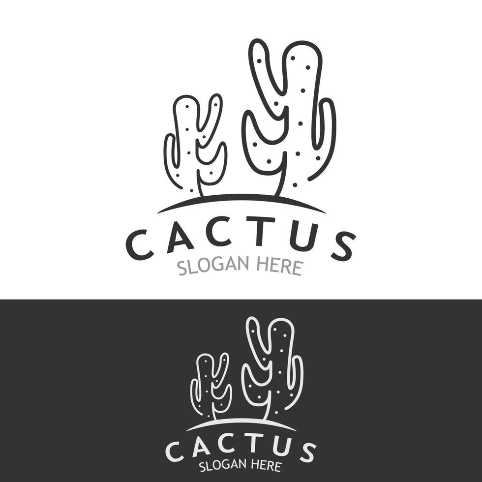 årgång kaktus träd växt logotyp natur design, öken- växt vektor illustration