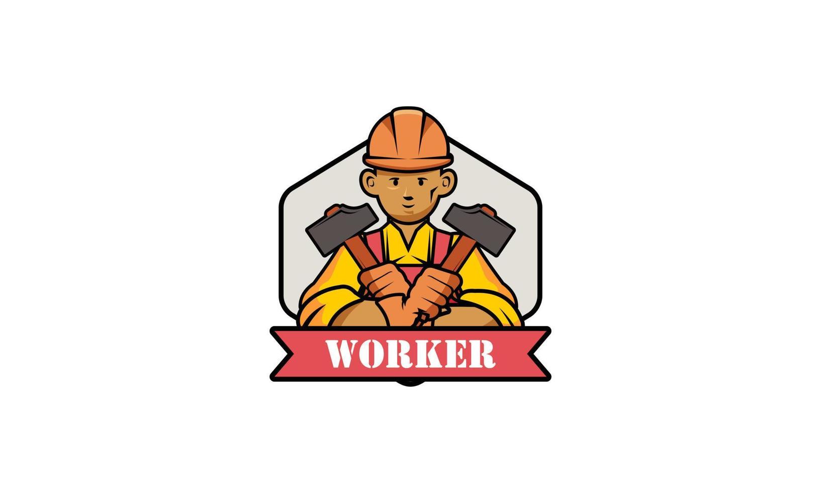 Bedienung Arbeiter Logo Vektor Illustration