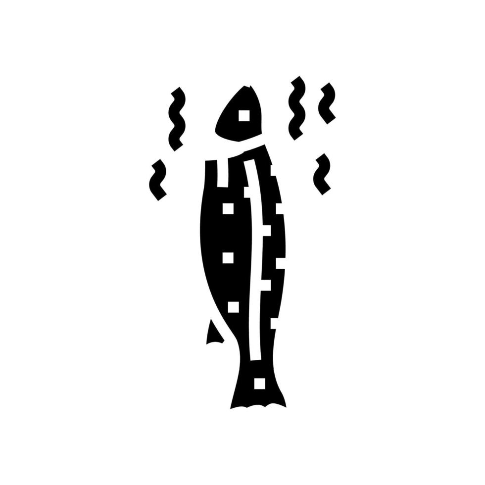 Fisch geräuchert Glyphe Symbol Vektor Illustration