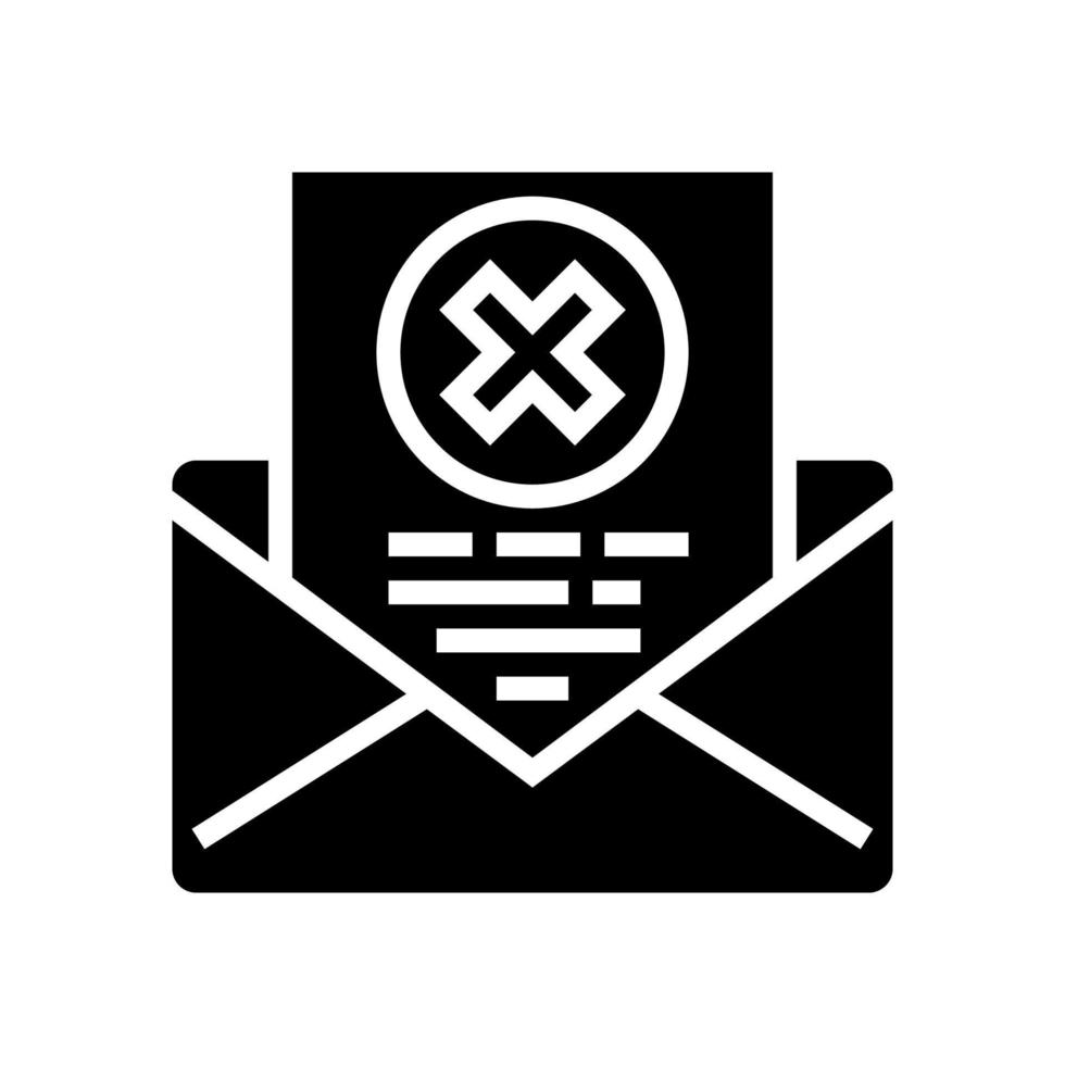 Ablehnung Brief Glyphe Symbol Vektor Illustration