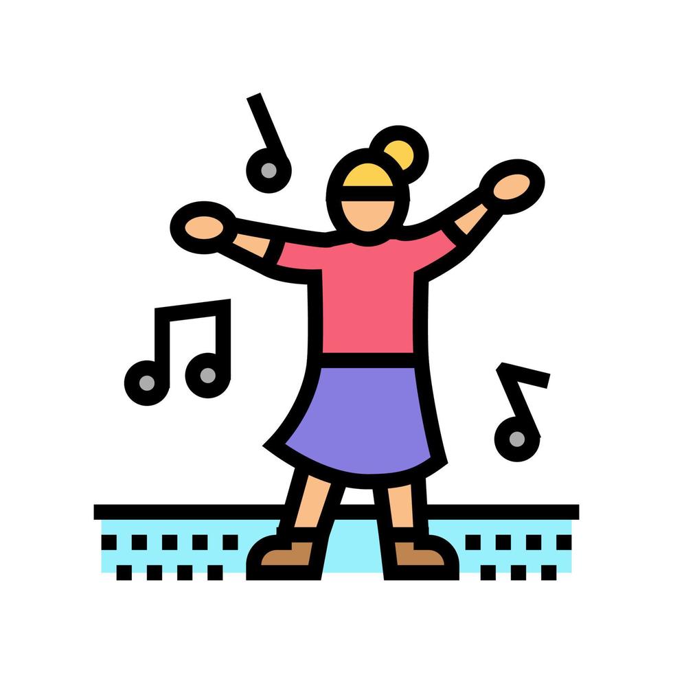 tanzen Kind Freizeit Farbe Symbol Vektor Illustration