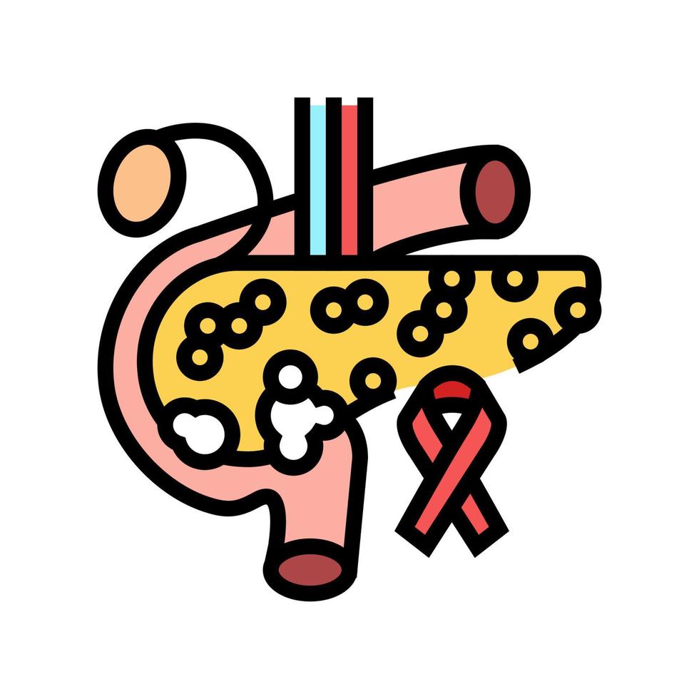 pankreas- cancer Färg ikon vektor illustration