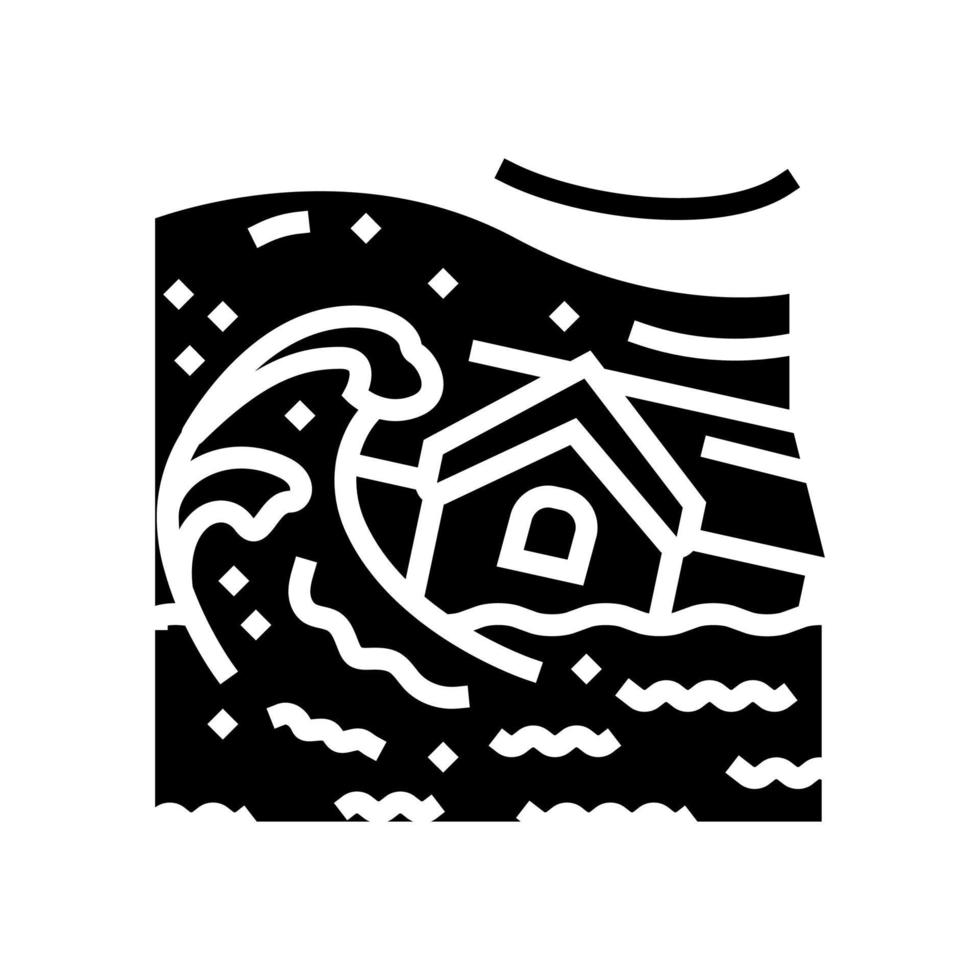 storm översvämning katastrof glyf ikon vektor illustration