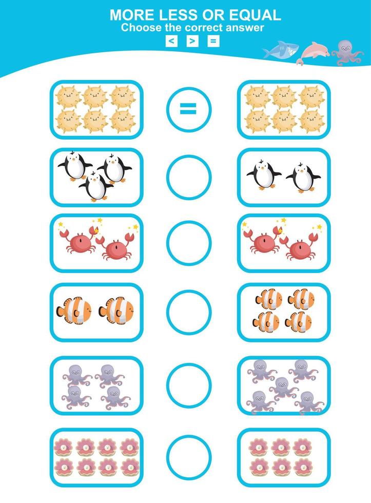 Aktivität Blatt zum Kinder. lehrreich druckbar Arbeitsblatt. Meer Tier Arbeitsblatt Thema. Motor- Kompetenzen Bildung. Vektor Illustrationen.