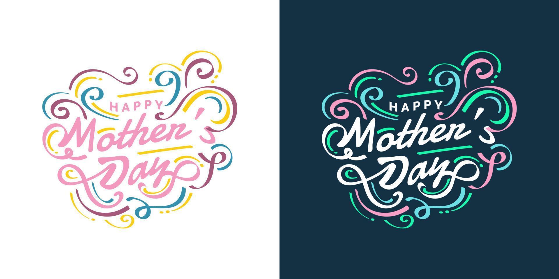 Lycklig mors dag typografi med färgrik och vibrerande färger. kan vara Begagnade för hälsning kort, affisch, baner, eller t skjorta design vektor